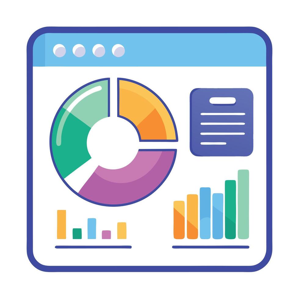 Modern Analytics Dashboard Icon with Pie Chart and Graph vector