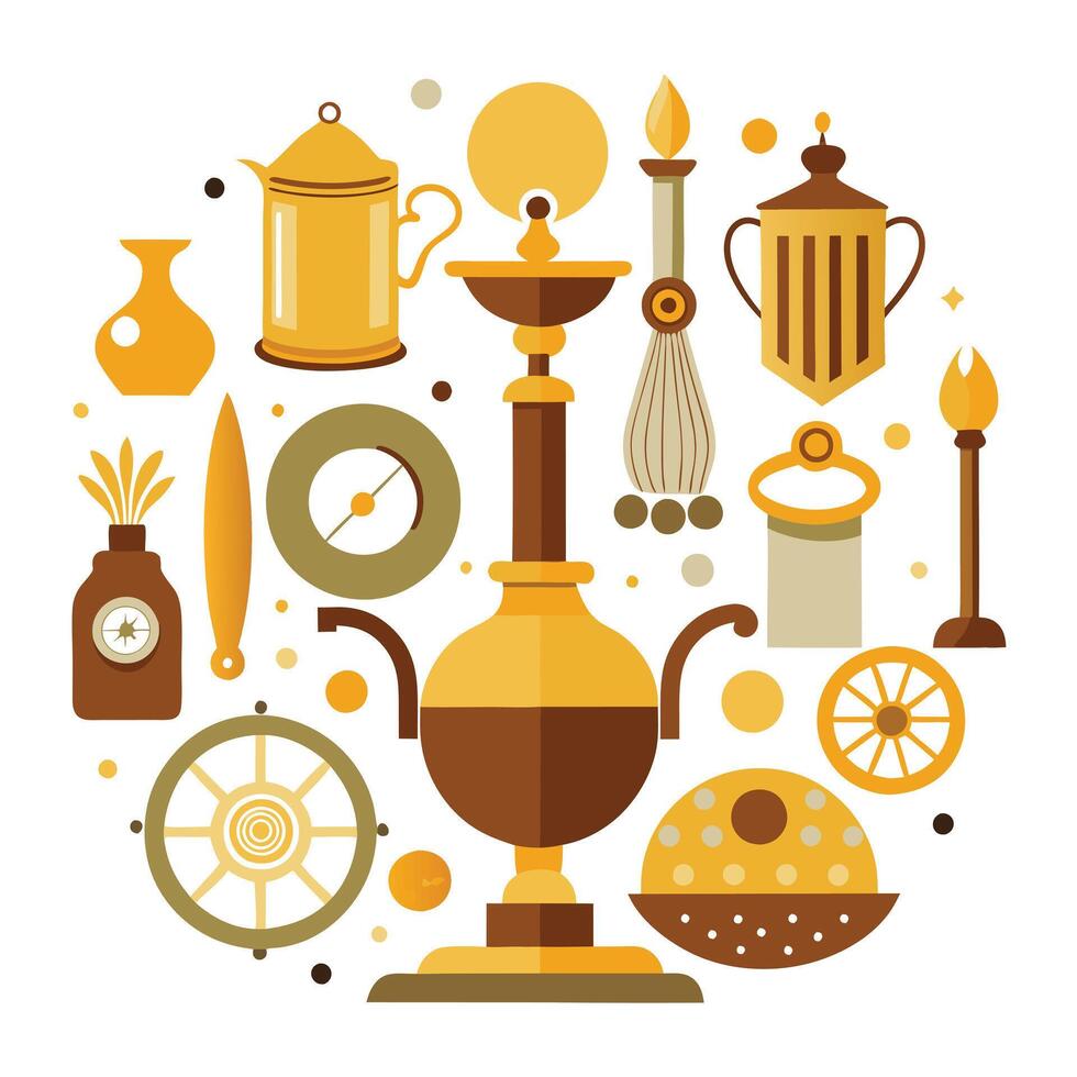 Modern Antique Collectibles Icon with Collection of Antiques vector