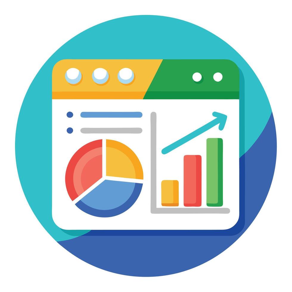 Elegant Analytics Dashboard Icon with Pie Chart and Graph vector