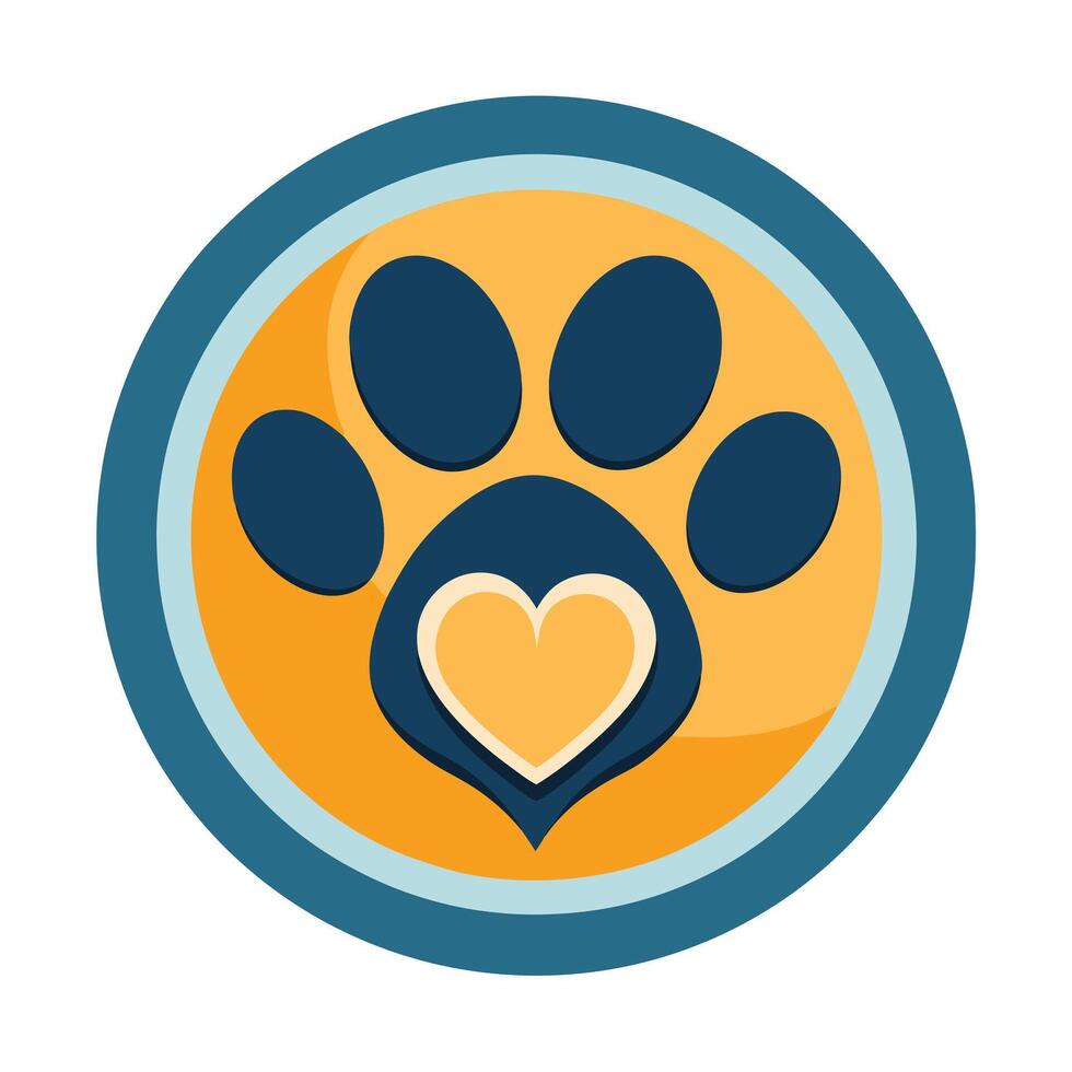 Modern Animal Welfare Icon with Paw Print and Heart vector