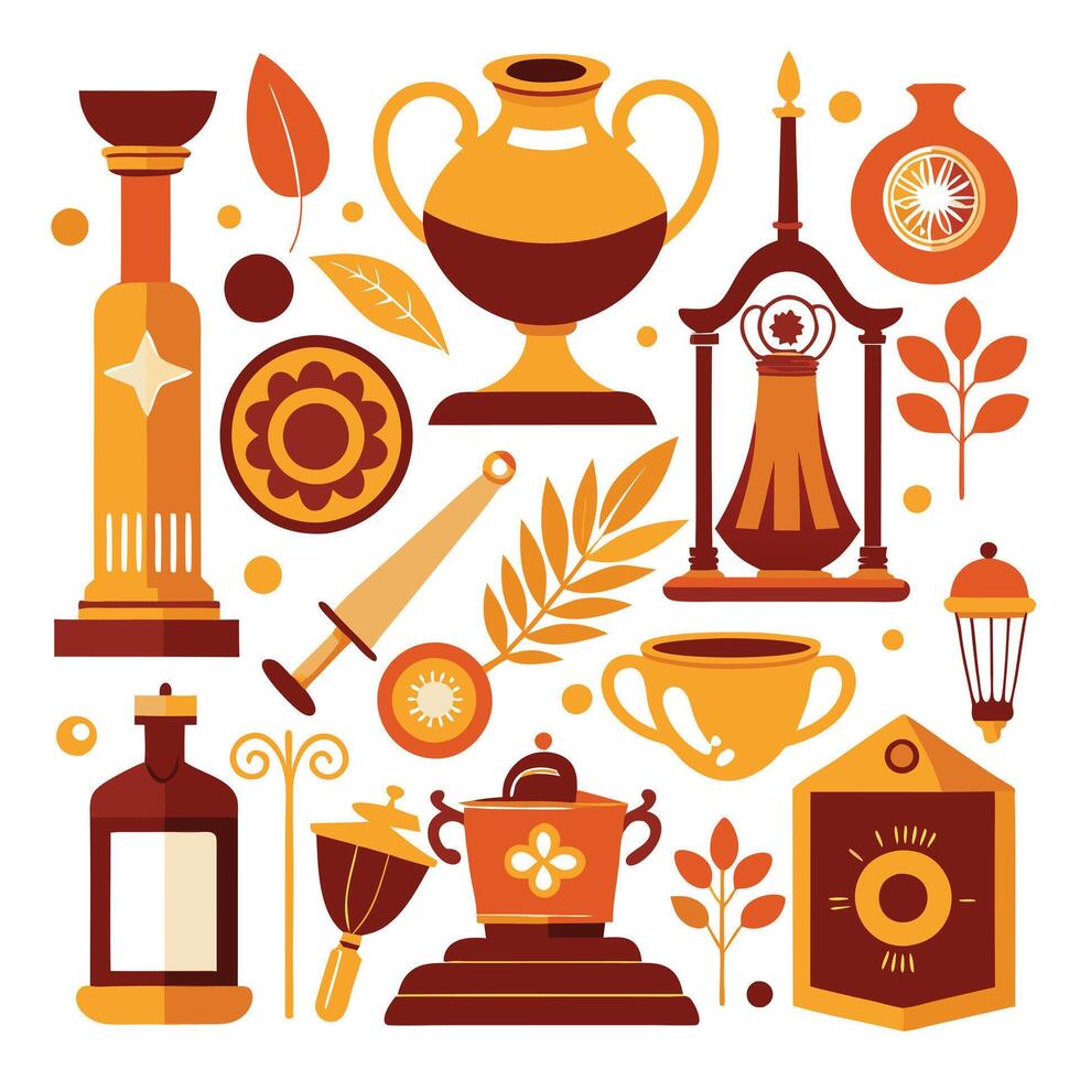 Elegant Antique Collectibles Icon with Collection of Antiques vector