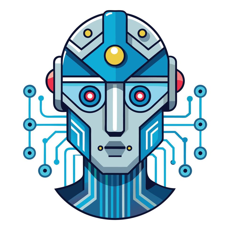 Elegant Artificial Intelligence Icon with Robotic Head and AI Brain vector