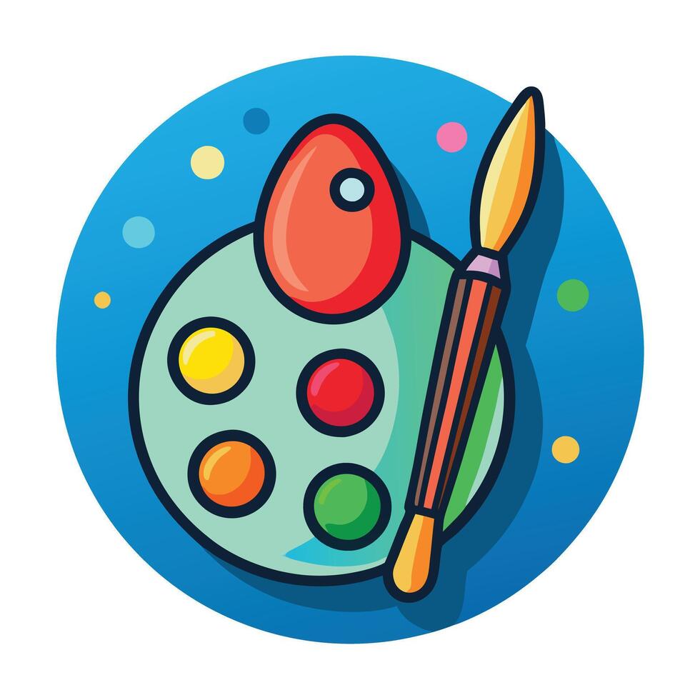Art Icon with Paint Palette and Brushes Isolated on White vector