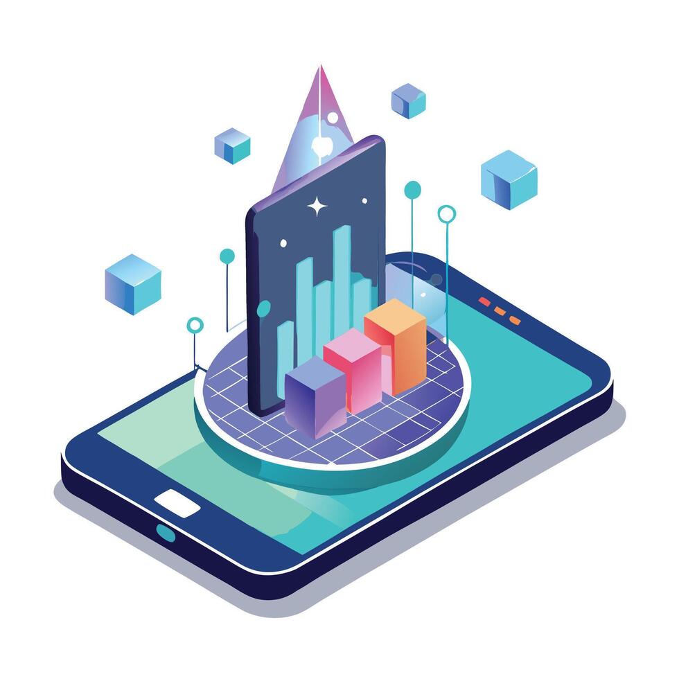 Elegant Augmented Reality Icon with Smartphone and Home Environment vector