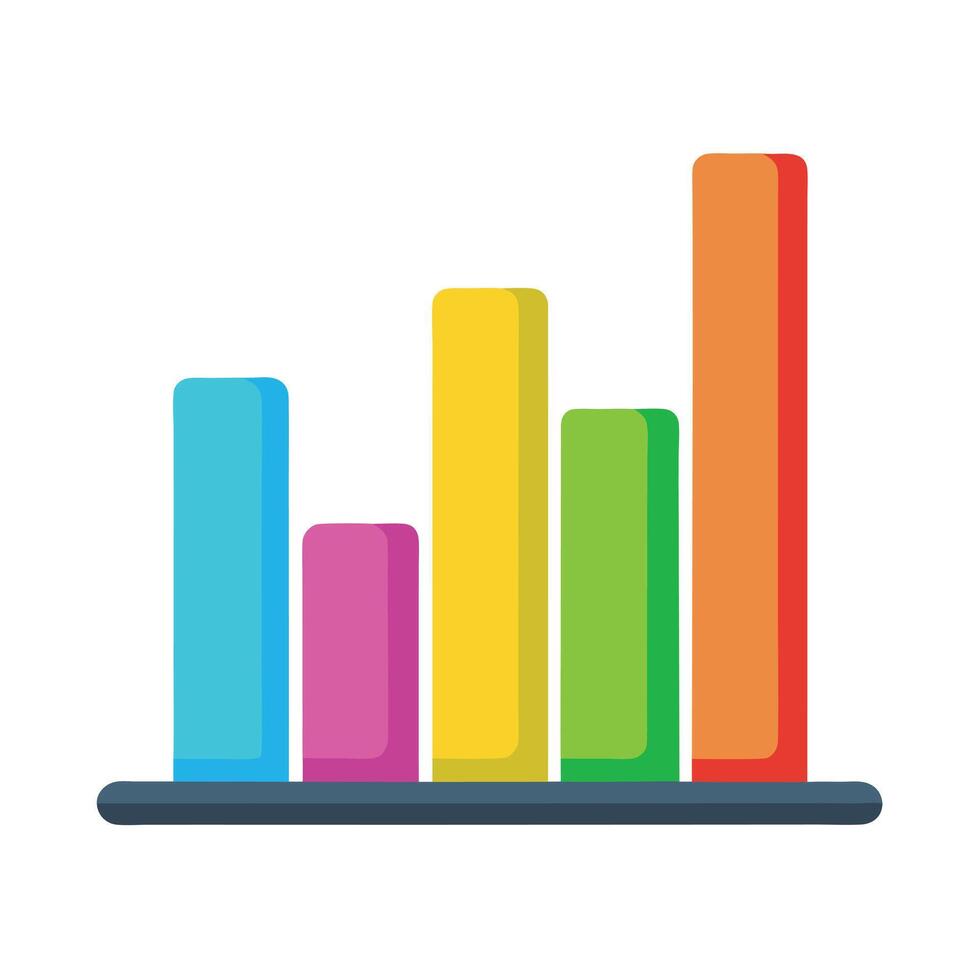 Modern Clean Bar Graph Icon with Vibrant Colors and Data vector