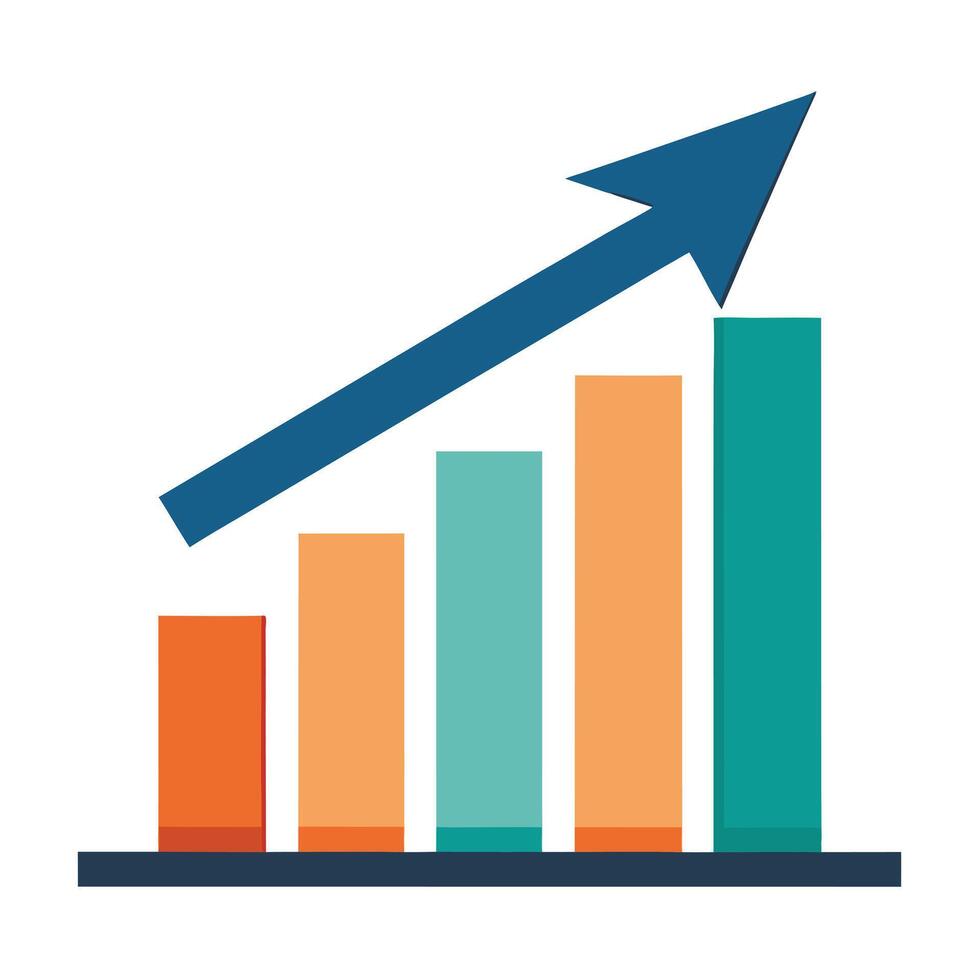 Bar Chart Icon with Growth and Increase vector
