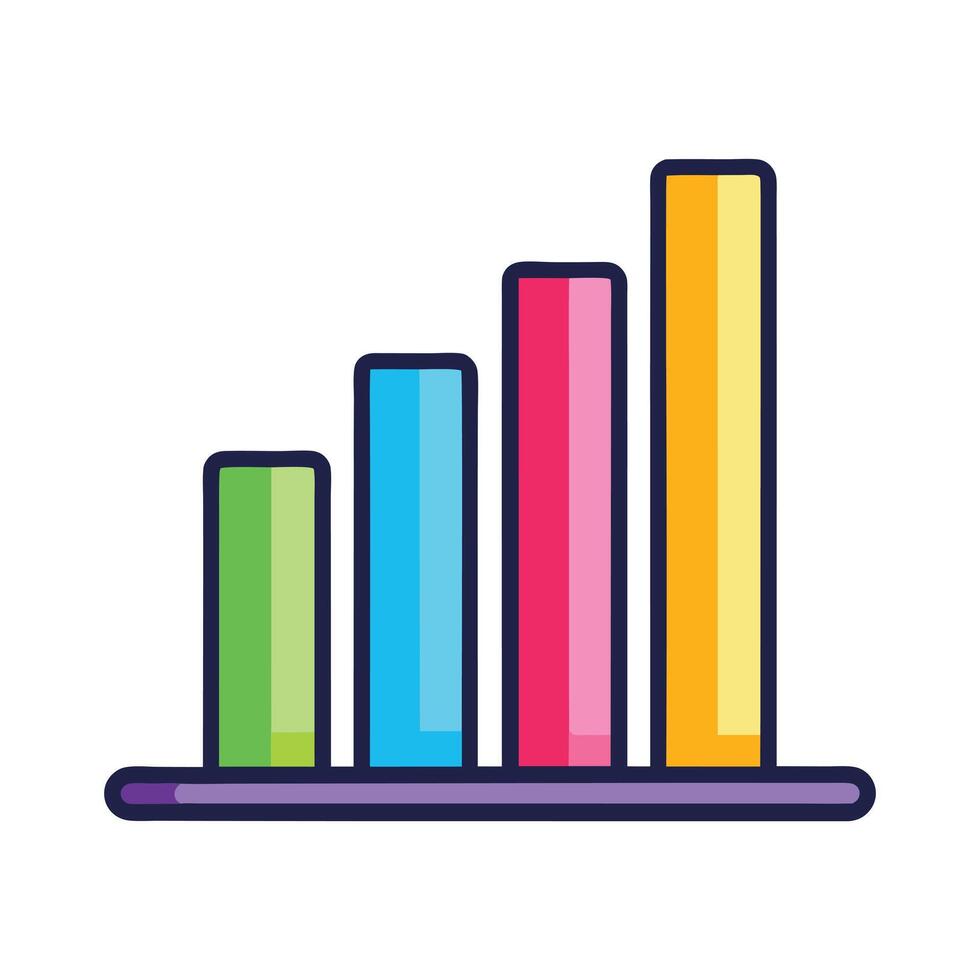 Elegant Clean Bar Graph Icon with Vibrant Colors and Data vector