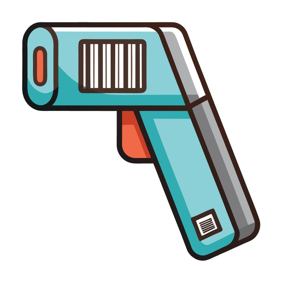 Barcode Scanner Icon with Handheld Barcode Scanner and Red Button vector