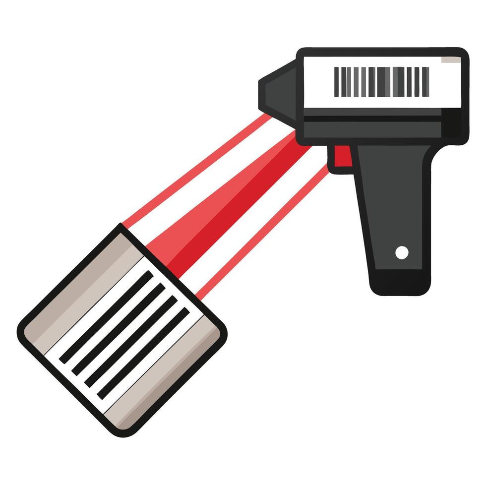 Modern Barcode Scanner Icon with Barcode Being Scanned by a Handheld Scanner vector
