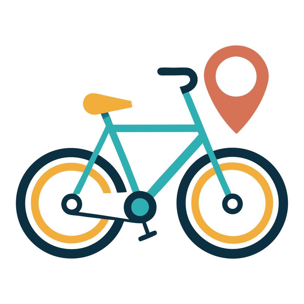 Elegant Bike Sharing Icon with a Bicycle and Location Pin vector