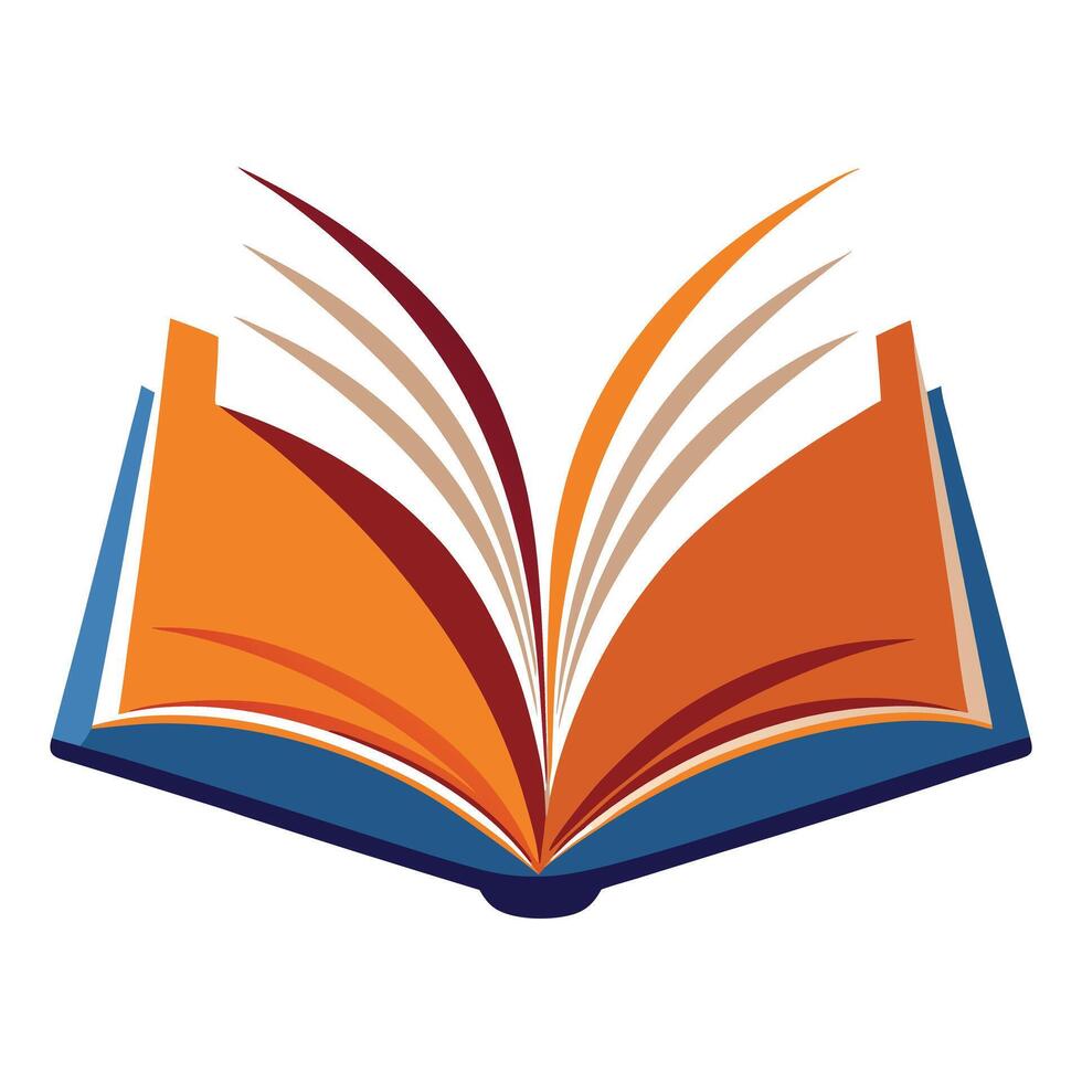 Open Book Icon with Pages Turning and Isolated Background vector