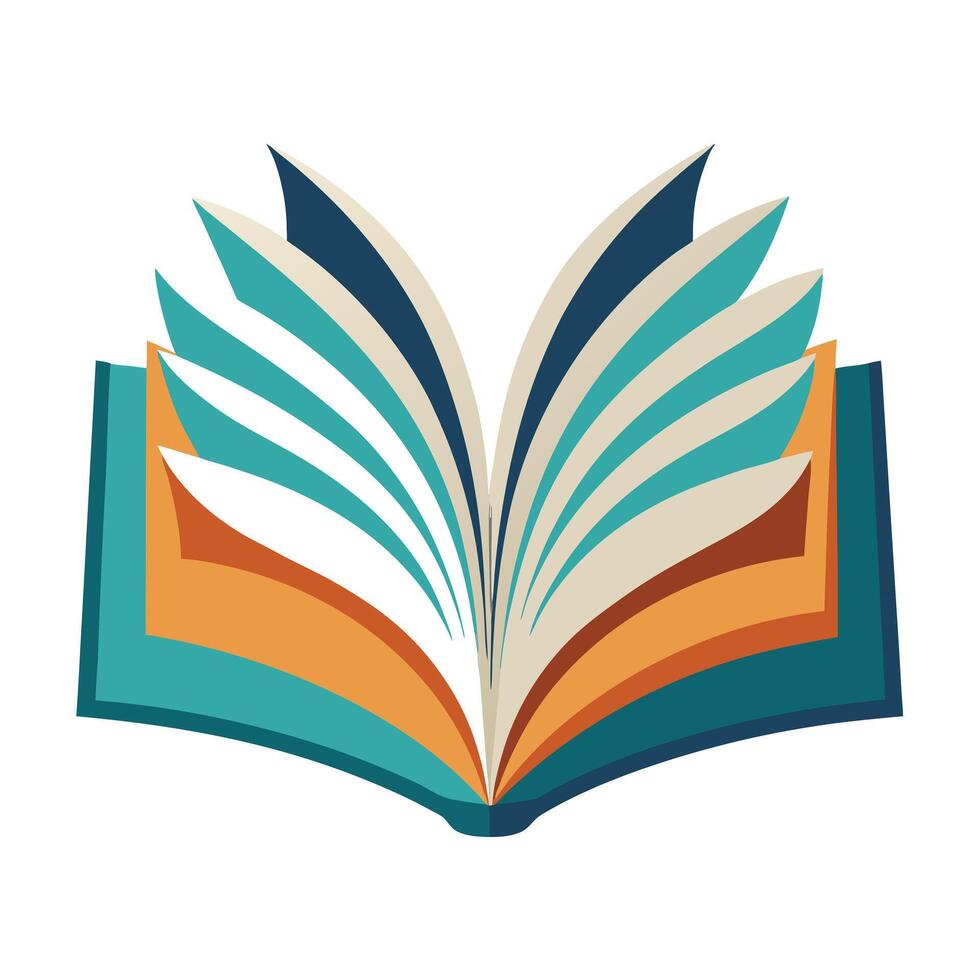 Modern Open Book Icon with Pages Turning and Isolated Background vector