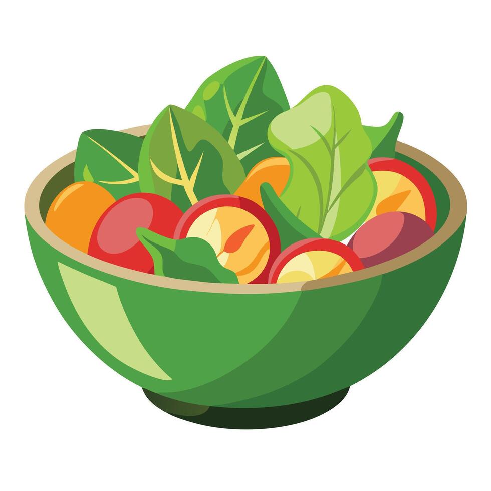 Elegant Bowl of Salad Icon with a Bowl Filled with Fresh Salad and Vegetables vector