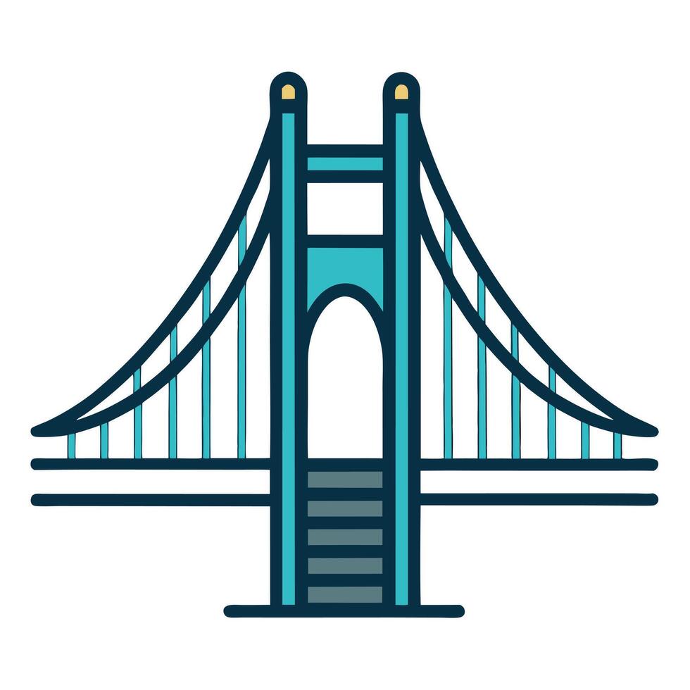 Elegant Suspension Bridge Icon with Clean Lines and Isolated Background vector
