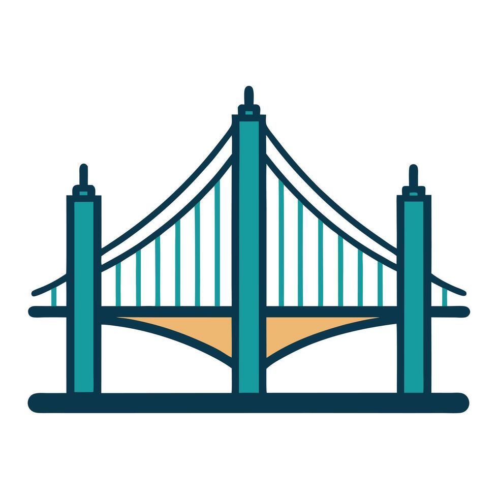 Suspension Bridge Icon with Clean Lines and Isolated Background vector