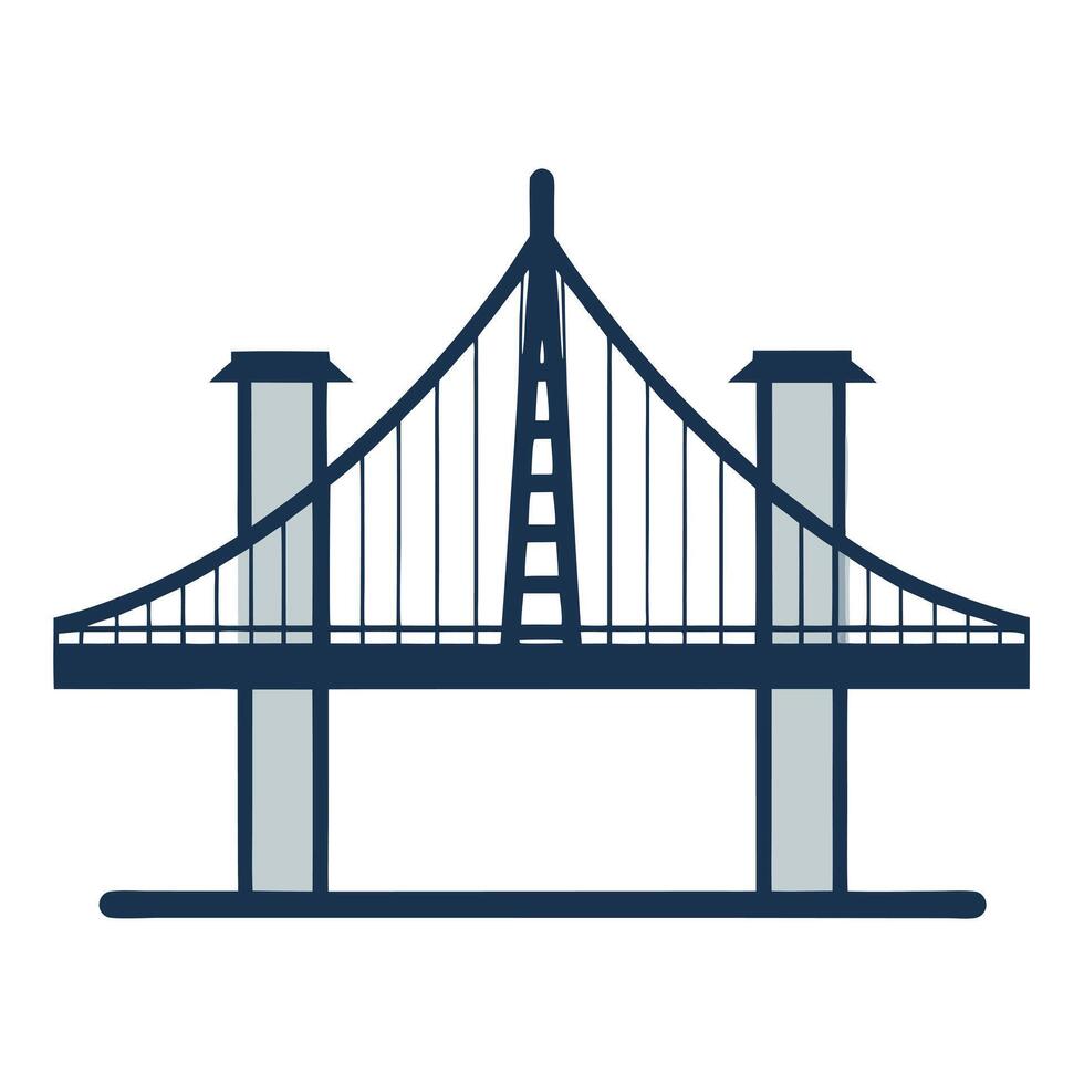 Modern Suspension Bridge Icon with Clean Lines and Isolated Background vector