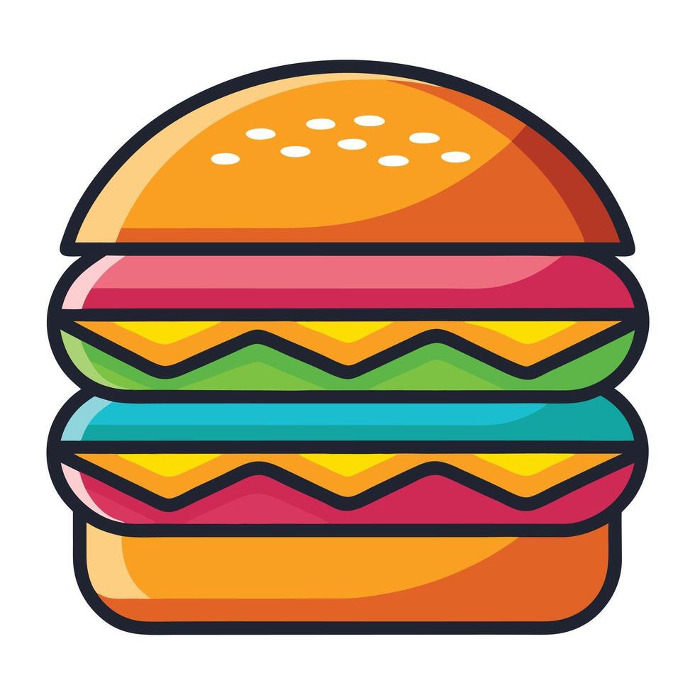 Modern Colorful Burger Icon with Visible Layers and Isolated Background vector