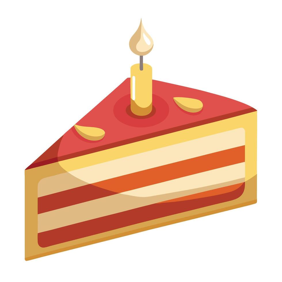 Elegant Slice of Cake Icon with Frosting and Isolated Background vector