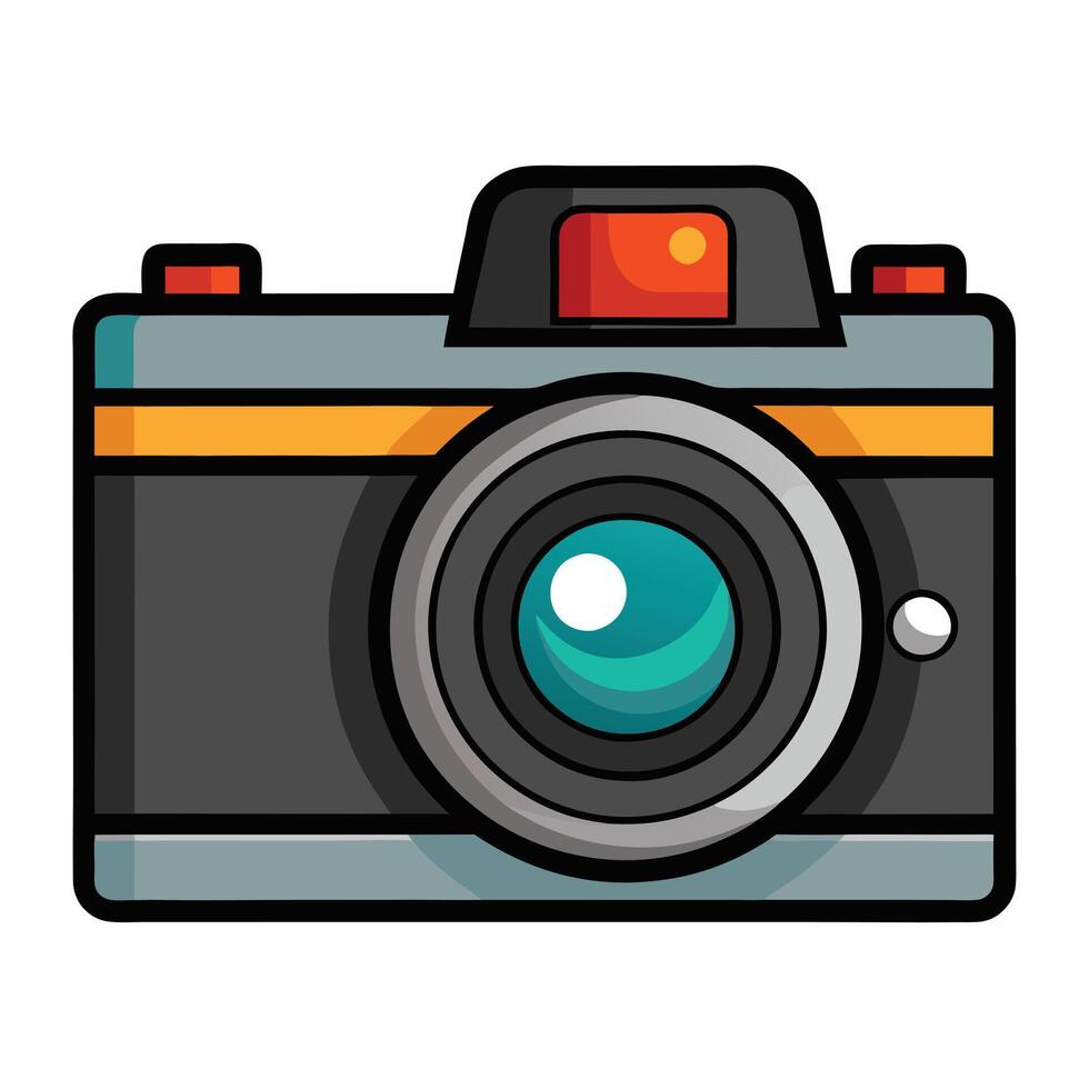 Modern Detailed Camera Icon with Lens and Isolated Background vector