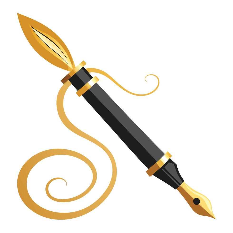 Calligraphy Pen Icon with Elegant Script and Isolated Background vector