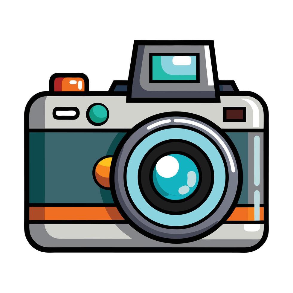 Elegant Detailed Camera Icon with Lens and Isolated Background vector