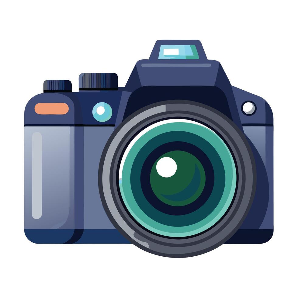 Elegant DSLR Camera Icon with a Lens and Isolated Background vector