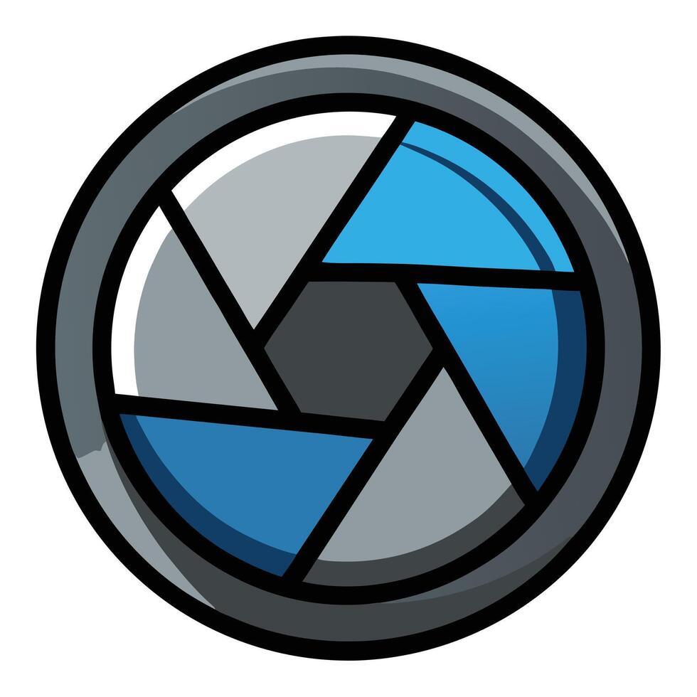 Sleek Camera Lens Icon with Aperture and Isolated Background vector