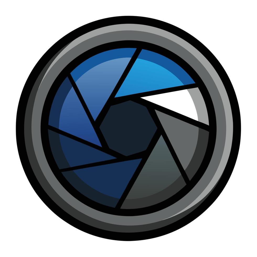 Modern Sleek Camera Lens Icon with Aperture and Isolated Background vector