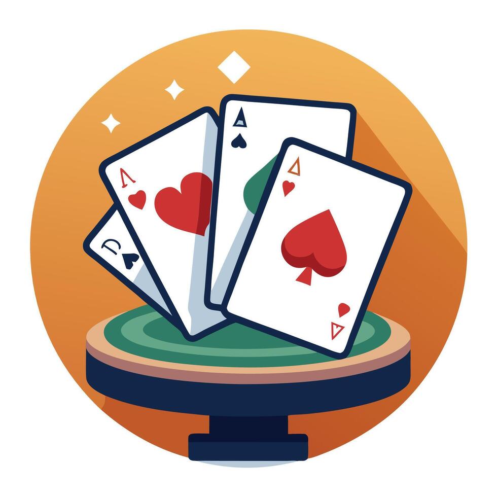 Modern Set of Playing Cards Icon on a Table and Isolated Background vector