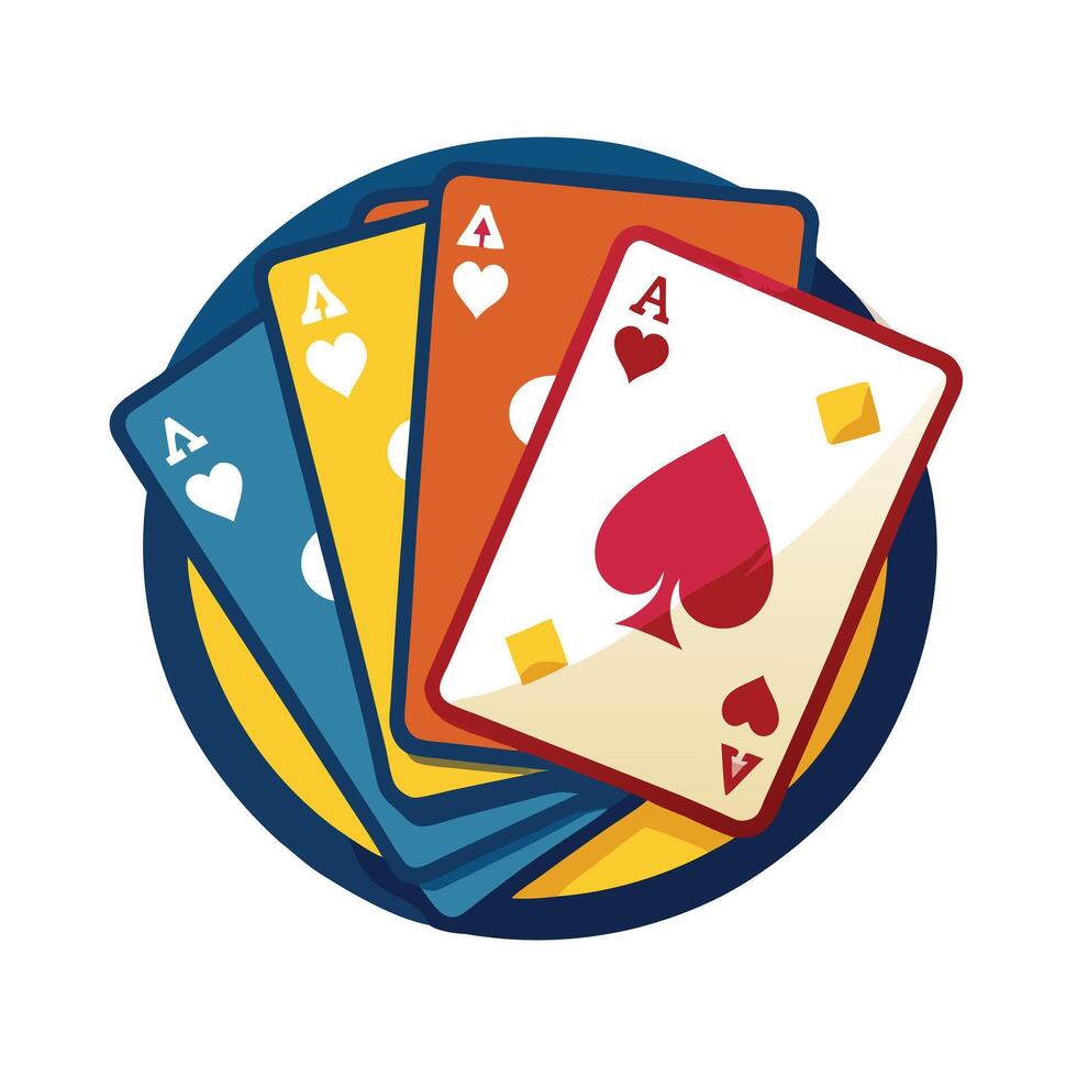 Elegant Set of Playing Cards Icon on a Table and Isolated Background vector