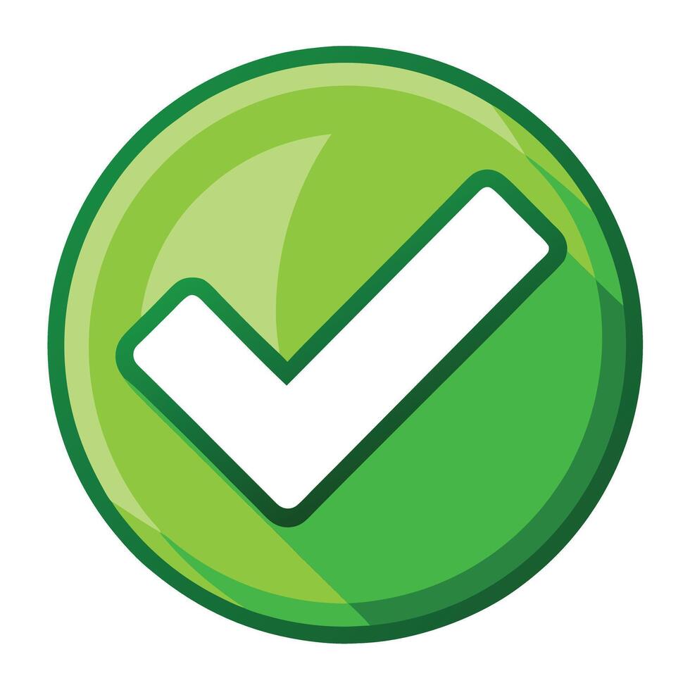Green Checkmark Icon with a Clear Background and Isolated Design vector