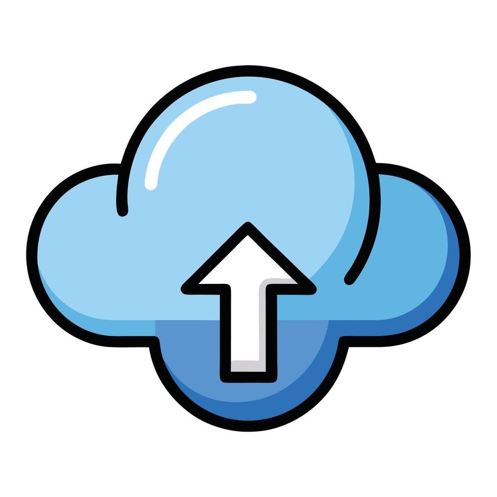 Modern Fluffy Cloud Icon with a Data Symbol and Isolated Background vector
