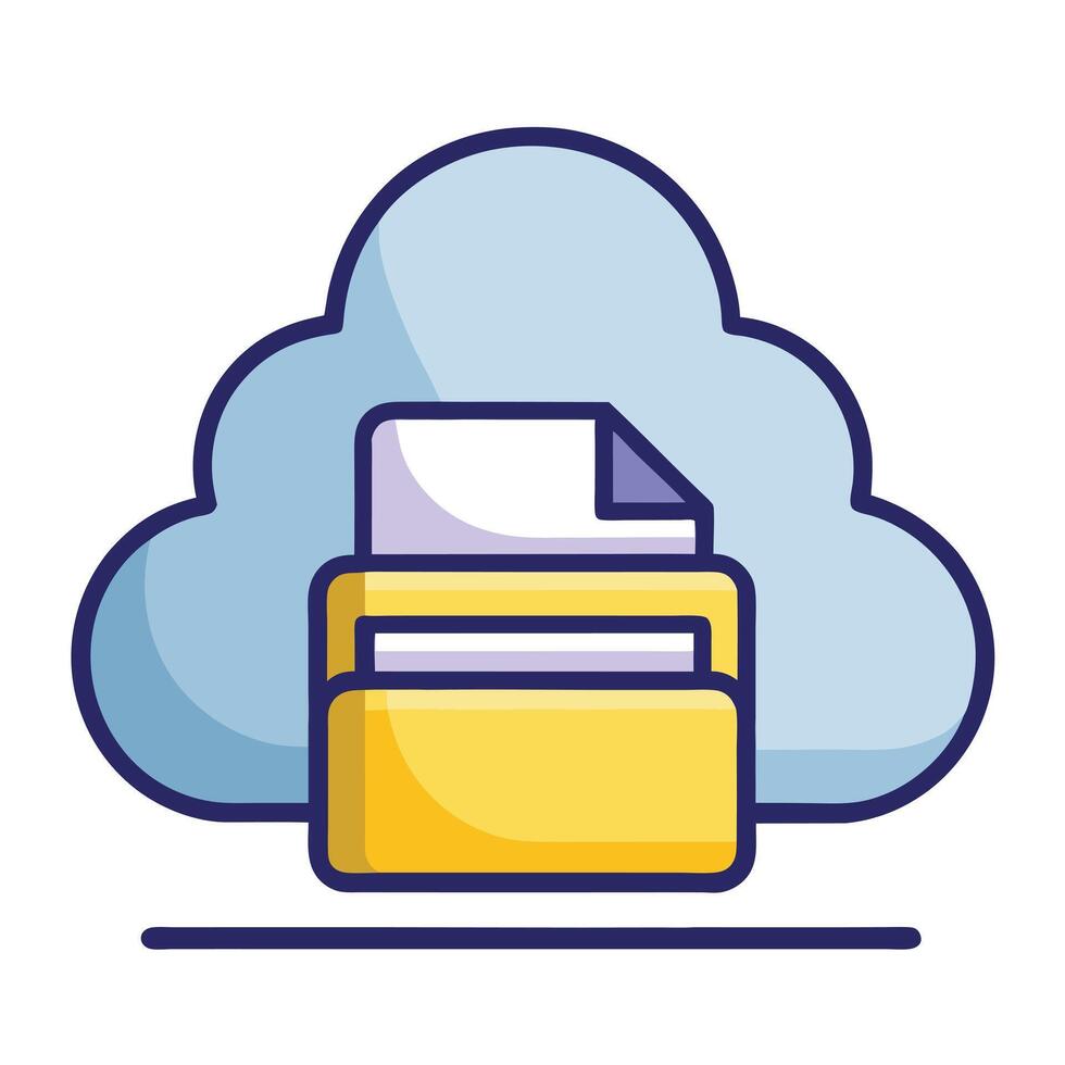 Elegant Cloud Icon with Multiple Files and Isolated Background vector