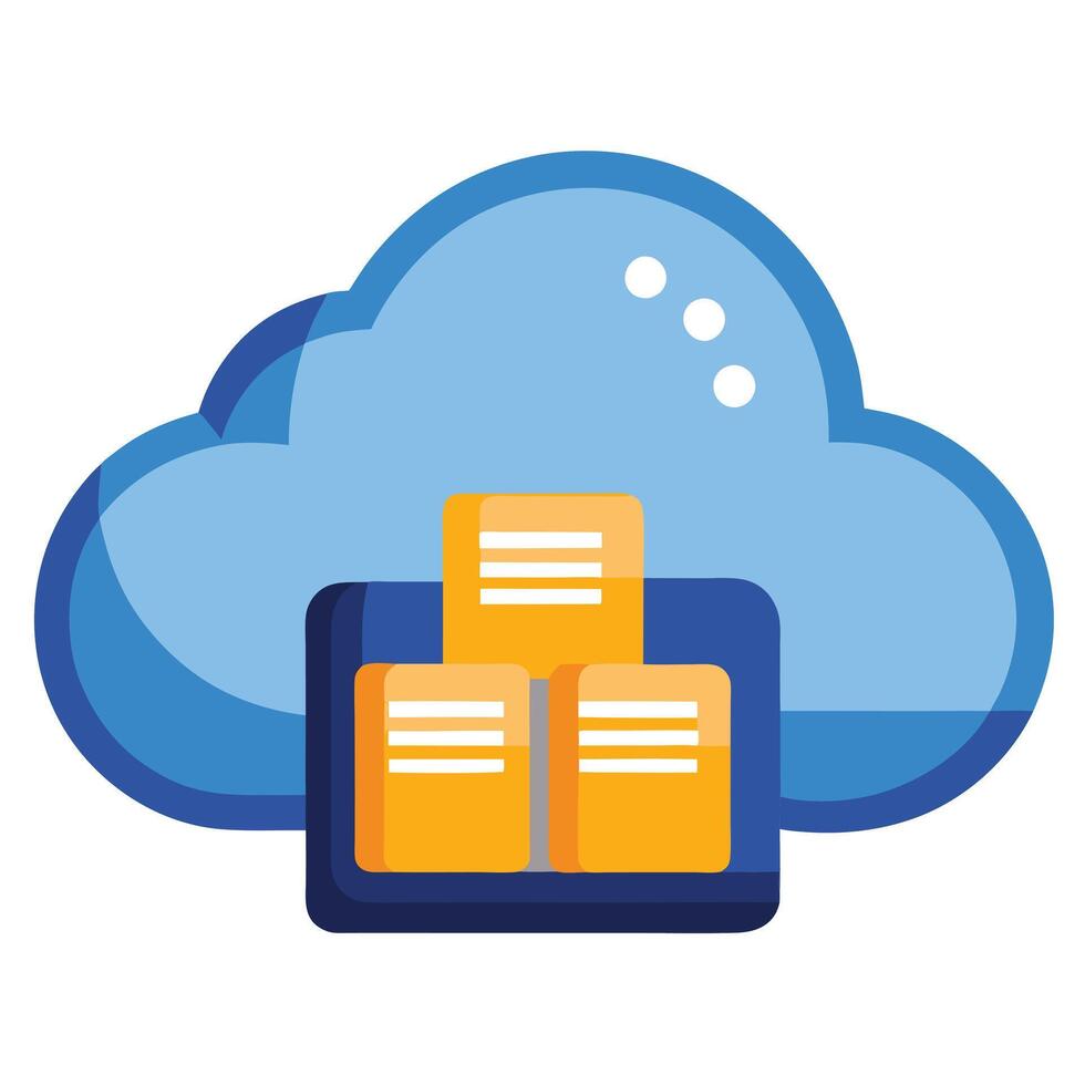 Modern Cloud Icon with Multiple Files and Isolated Background vector