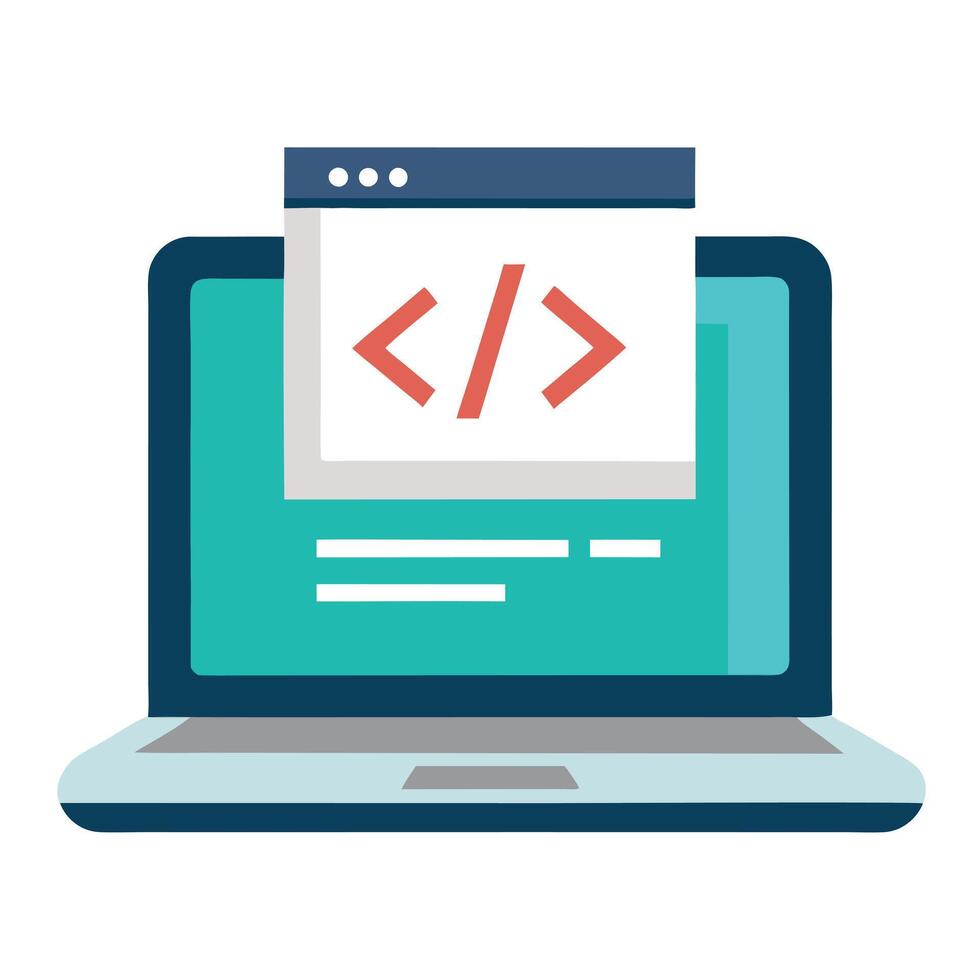 Elegant Laptop Icon with HTML and CSS Code Visible and Isolated ...