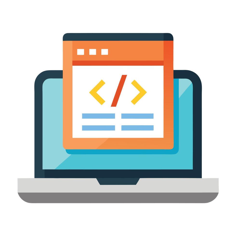Modern Laptop Icon with HTML and CSS Code Visible and Isolated ...