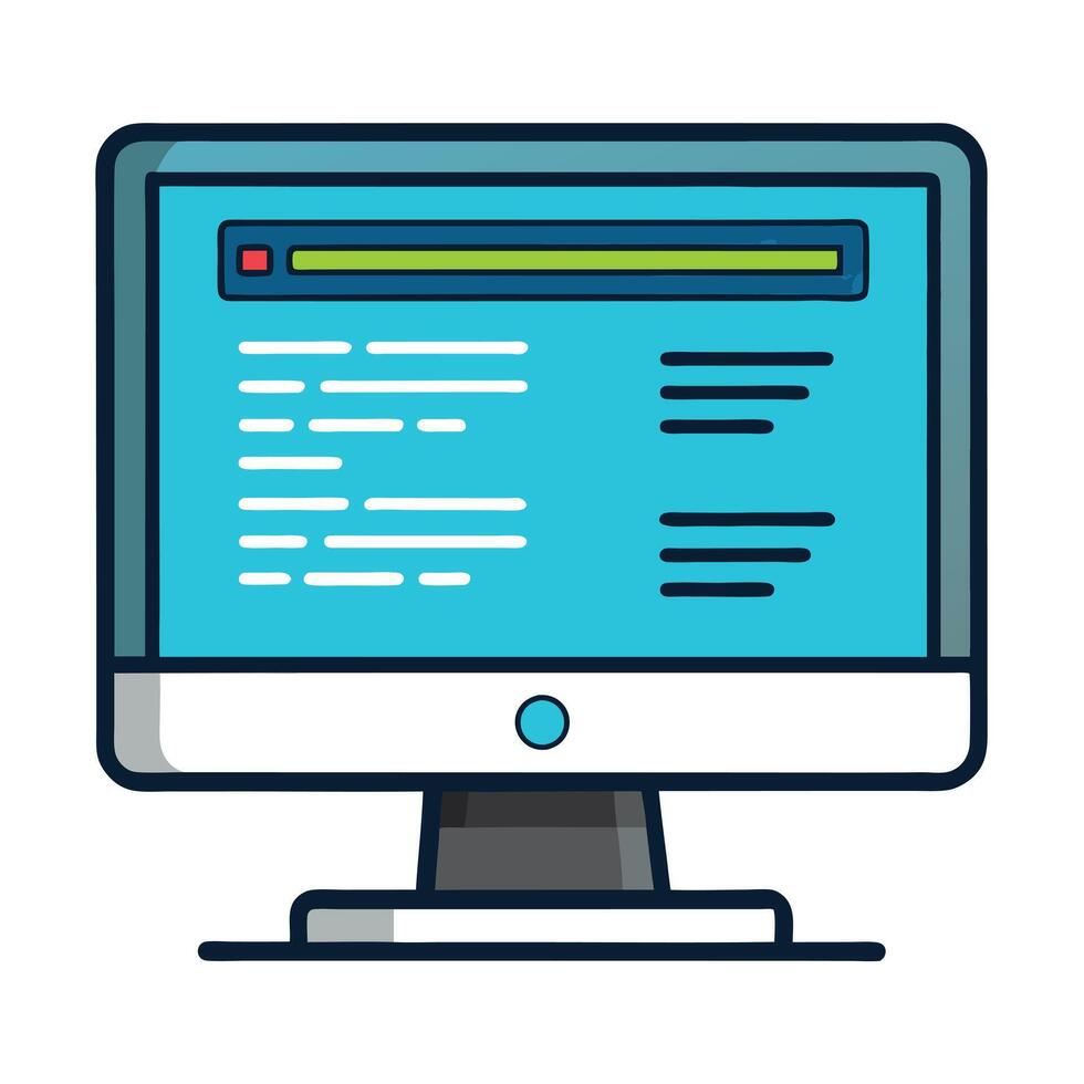 Elegant Computer Screen Icon with Code Lines and Isolated Background vector