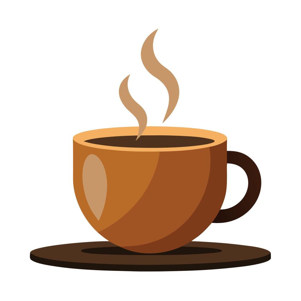 Modern Steaming Coffee Cup Icon in a Flat Style and Isolated Background vector