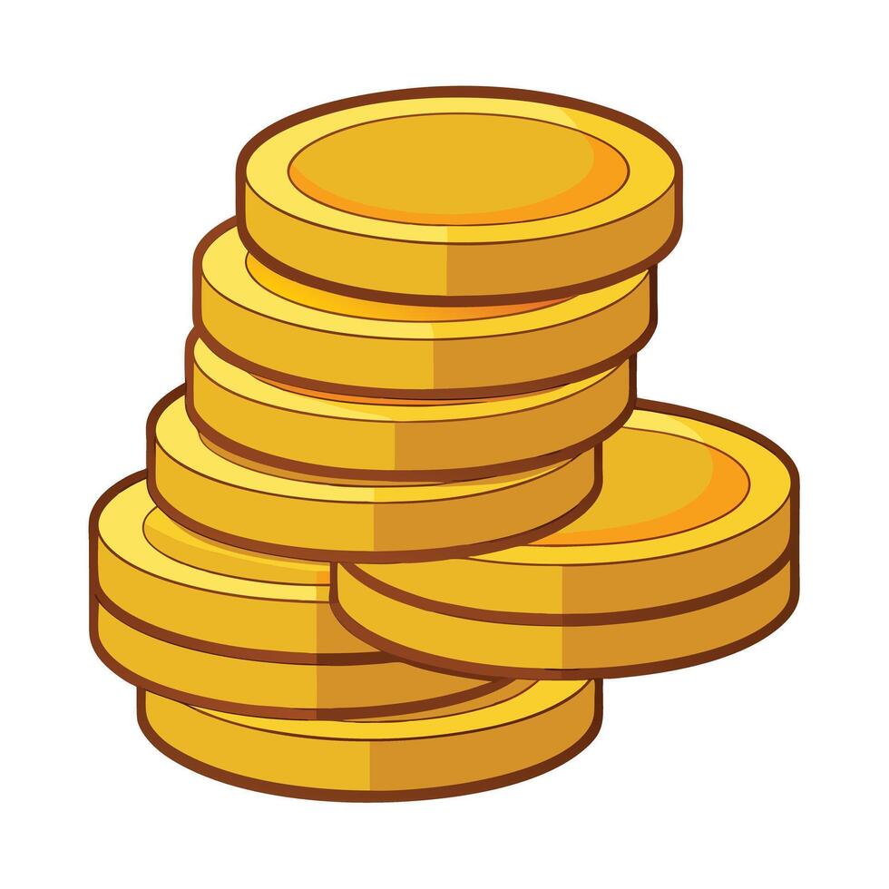Modern Stack of Shiny Coins Icon in a Minimalist Style and Isolated Background vector