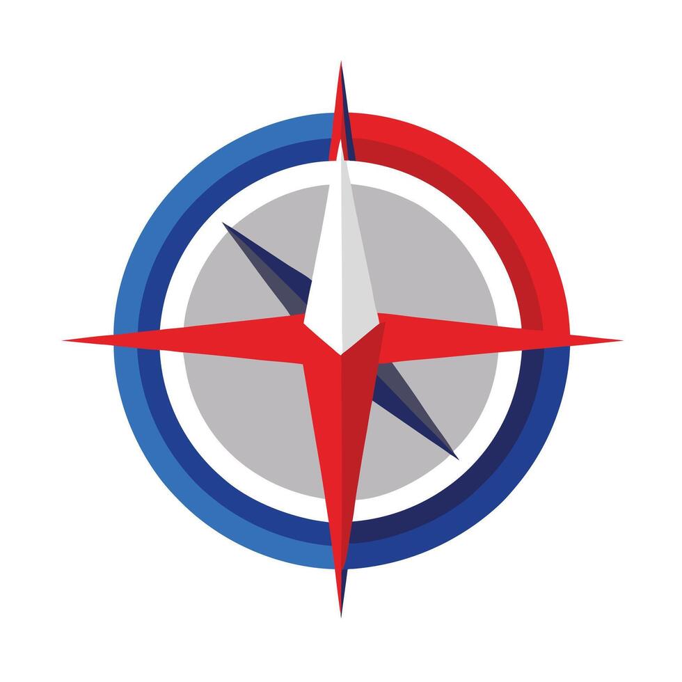 Modern Compass Icon with a Red and Blue Needle and Isolated Background vector