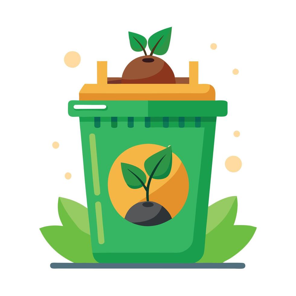 Elegant Compost Bin Icon with Organic Waste and Isolated on white Background vector