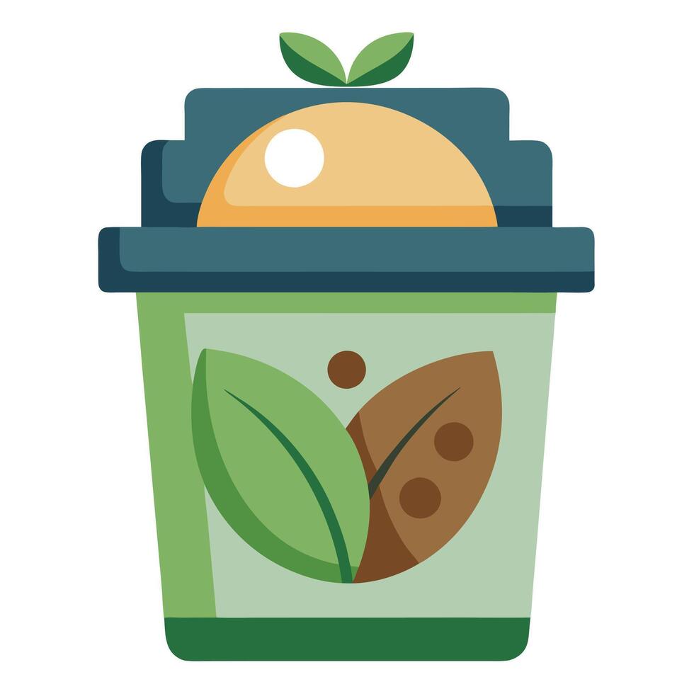 Compost Bin Icon with Organic Waste and Isolated on white Background vector