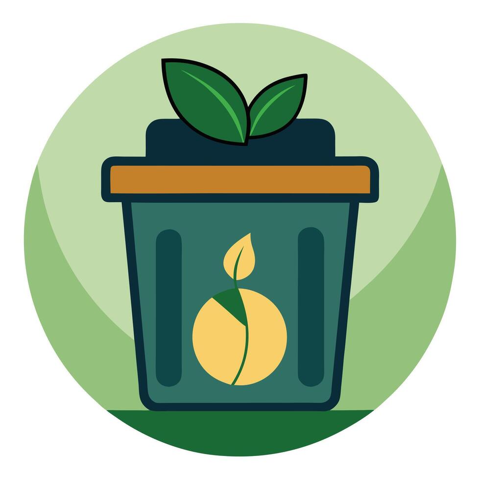 Modern Compost Bin Icon with Organic Waste and Isolated on white Background vector