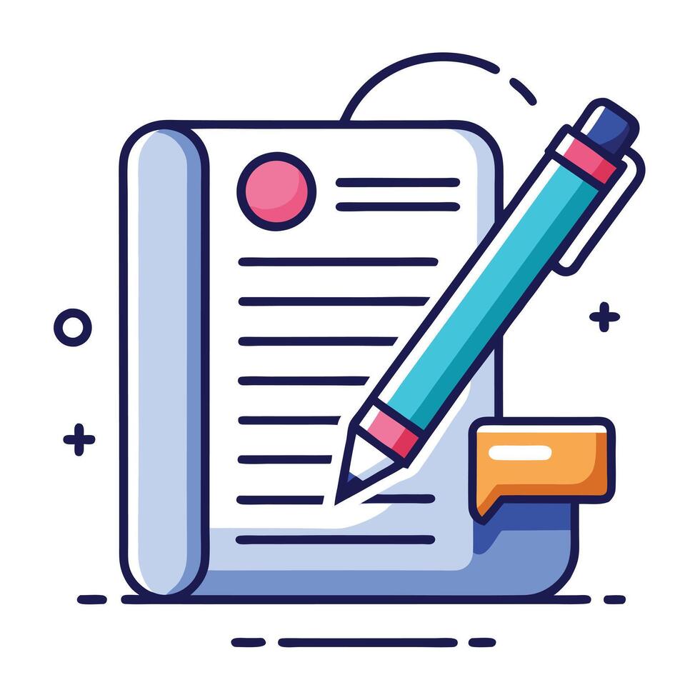 Elegant Pen and Paper Icon Symbolizing Content Marketing and Isolated Background vector