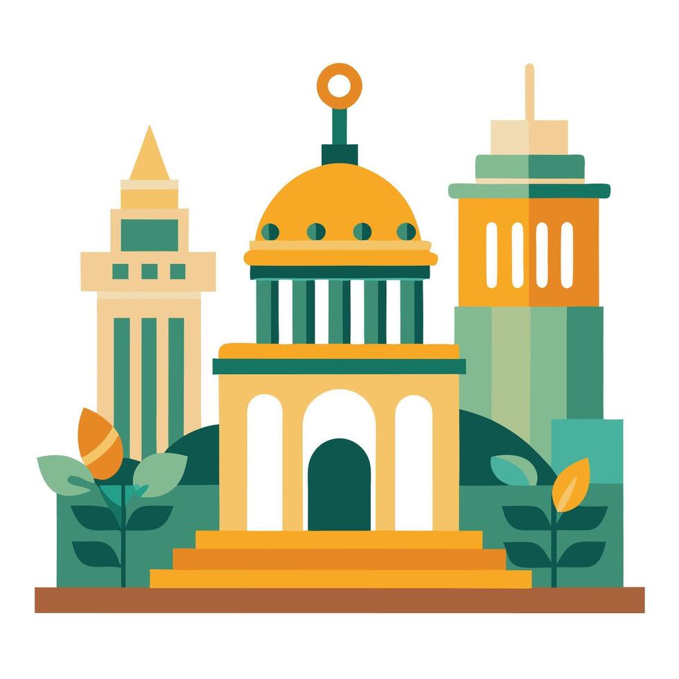 Historical Monument Icon with a Cultural Heritage Symbol and Isolated Background vector