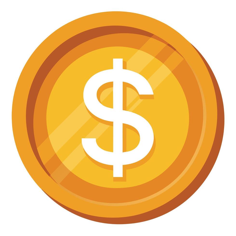 Flat Coin Icon with a Recognizable Design and Isolated Background vector