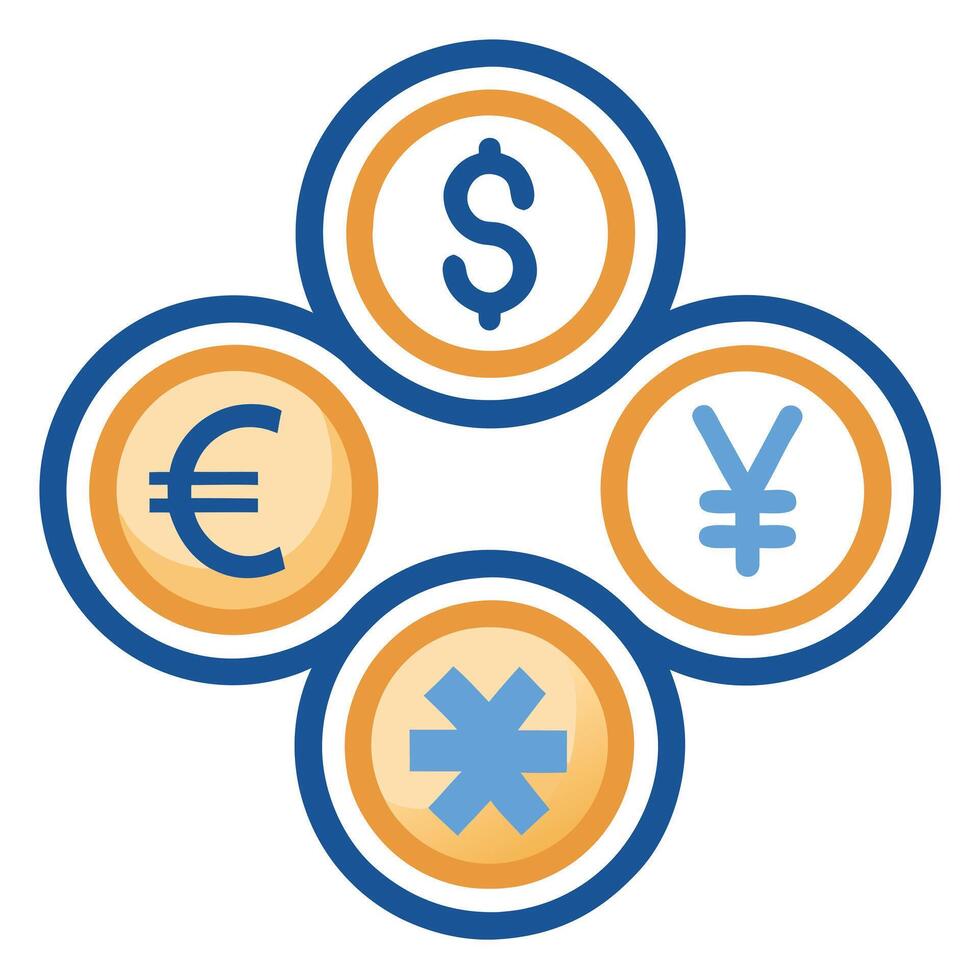 Icon Featuring Multiple Currency Symbols and Isolated Background vector