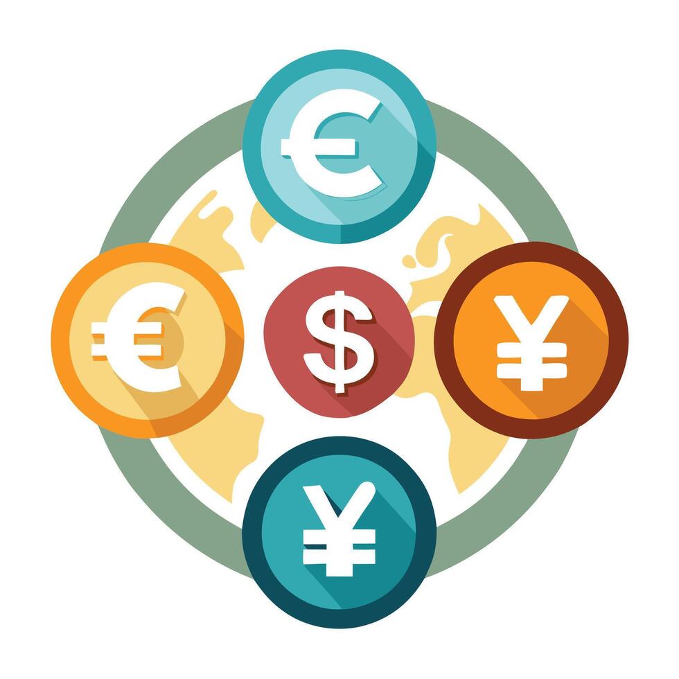 Elegant Icon Featuring Multiple Currency Symbols and Isolated Background vector