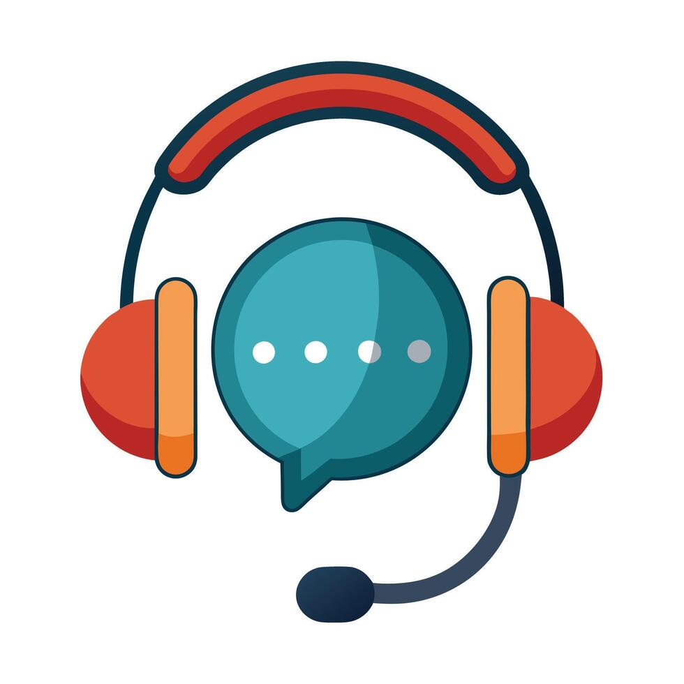 Headset Icon with a Speech Bubble and Isolated Background vector