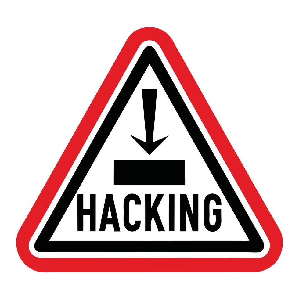 Modern Warning Sign Icon with a Hacking Symbol and Isolated Background vector